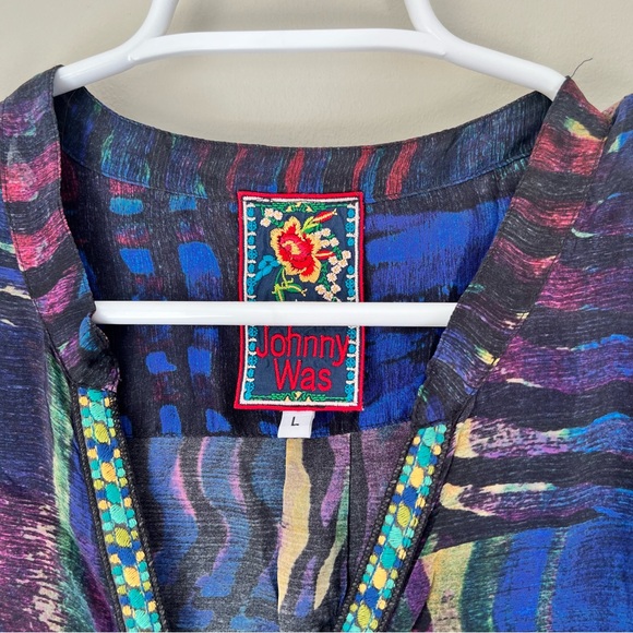 Johnny Was Women’s Colorful Cupra Rayon Long Sleeve Tunic Top Size Large - Picture 5 of 7